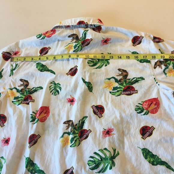 Jurassic World Hawaiian Camp Shirt Mens Med White All Over Jurassic Park Print - Picture 7 of 10